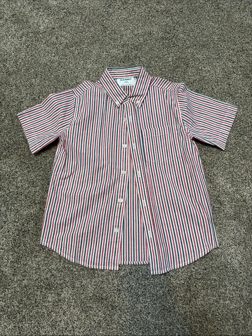 Old Navy Red, Blue & White Striped Short-Sleeve Button-Down Shirt